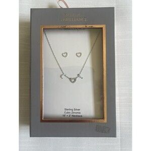 Believe In Brilliance Sterling Silver CZ Petite Heart Necklace Set New